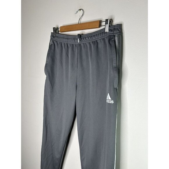 Adidas Drawstring Track Pants Mens Gray Stripes Zipper Pockets Size Large - Picture 3 of 15